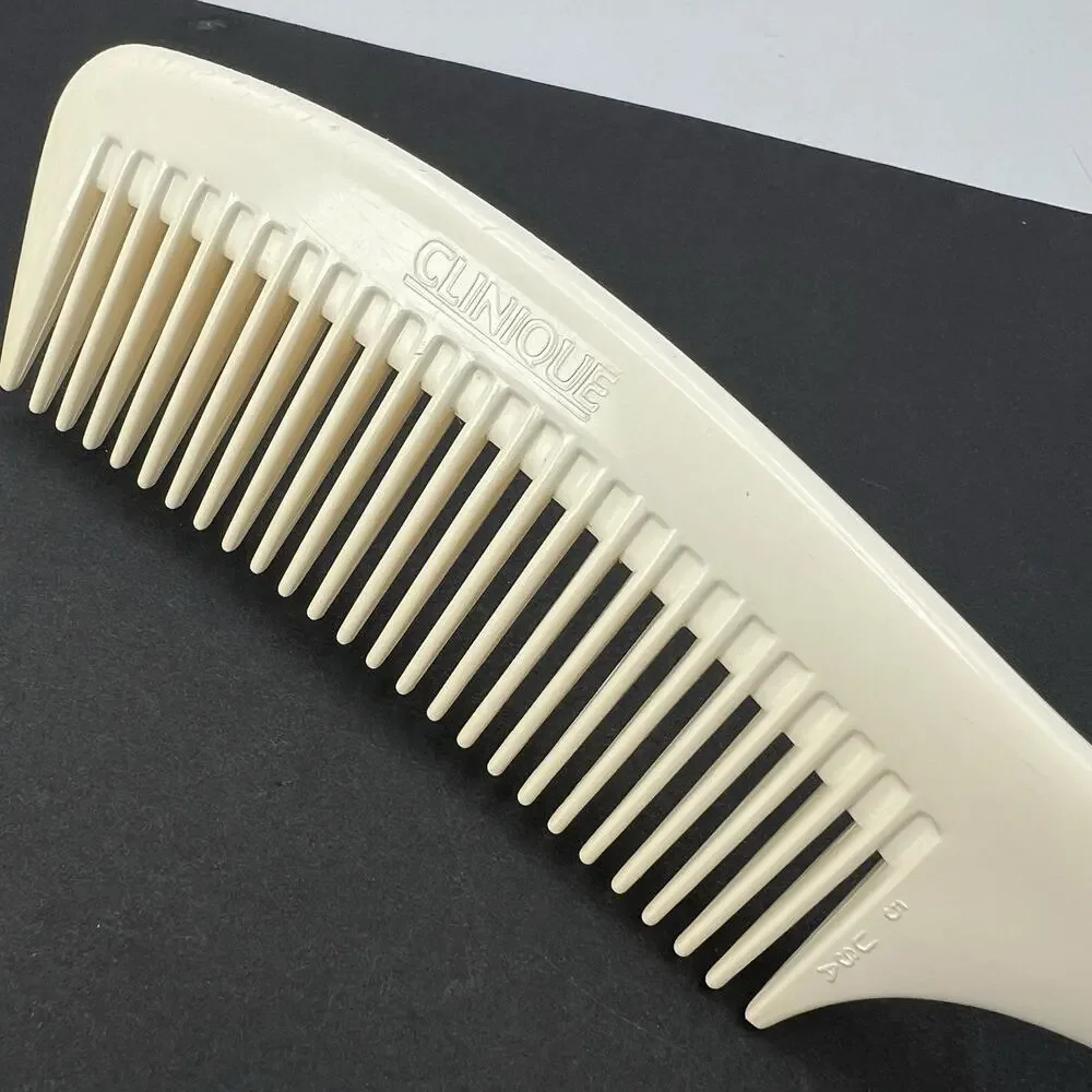 Vtg Lg Clinique Hair Comb Wide Tooth Detangling White Plastic Handle 9